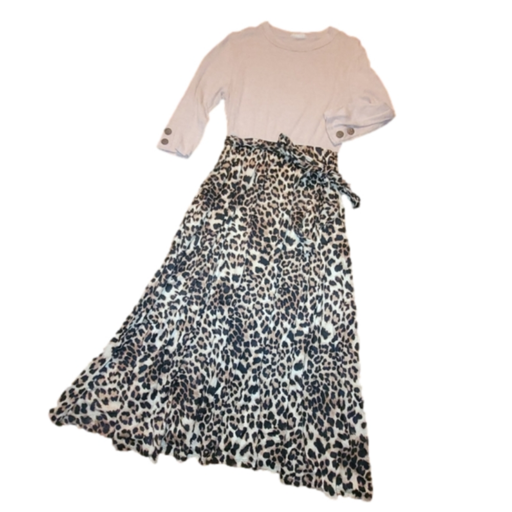 Reb & J midi dress leopard print & pink - Large